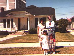 Erickson family and old 'Buster Keaton' house, 1983